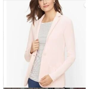 Talbots pale pink notched sweater blazer size M